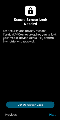 CareLink Connect app lock screen