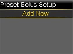 Select Setting up and delivering a Preset Bolus screen