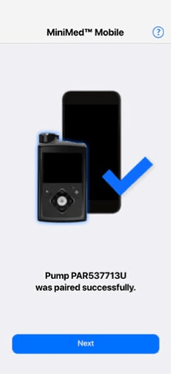 MiniMed Mobile App pairing complete screen
