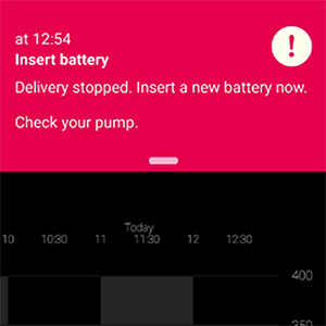 MiniMed Mobile App notification screen