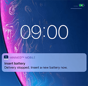 MiniMed Mobile App locked device notification screen