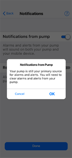 MiniMed Mobile App notification reminder screen