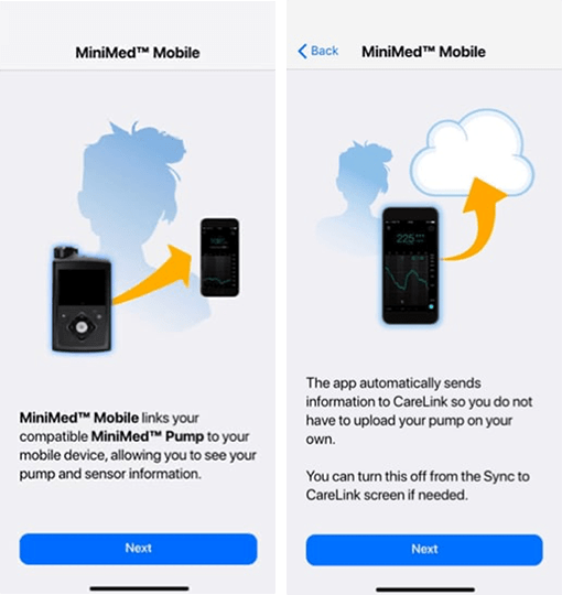 MiniMed Mobile App information screen