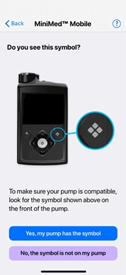 MiniMed Mobile App compatibility screen