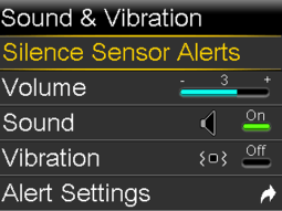 Select Silence Sensor Alerts screen