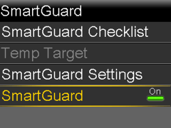 Select SmartGuard on or off screen