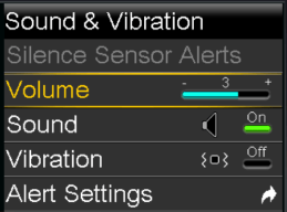 Select Volume Level screen
