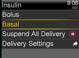 Select Starting a Preset Temp Basal rate screen