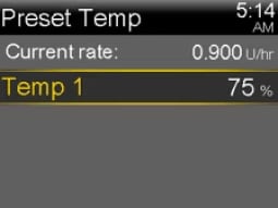 Select Starting a Preset Temp Basal rate screen