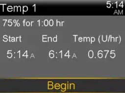 Select Starting a Preset Temp Basal rate screen