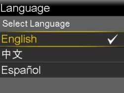 Select Language screen