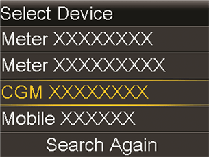 select CGM device screen