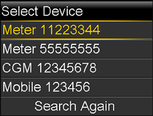 Select device screen