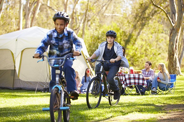 children riding bikes