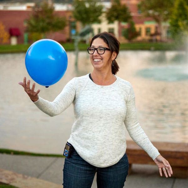 Woman with Blue Balloon
