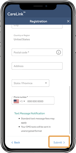 Patient contact details screen