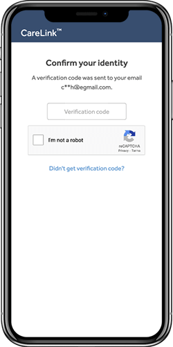Verify your account screen