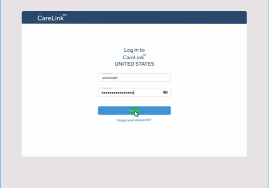 CareLink Personal sign in screen