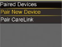 MiniMed pump screen - Pair New Device