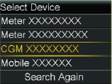 MiniMed pump screen - Select device