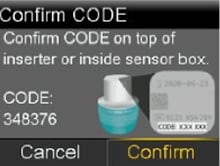 MiniMed pump screen - Confirm CODE