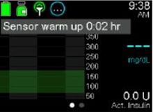 MiniMed pump screen - Sensor warm up