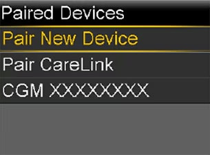 MiniMed pump screen - Pair New Device