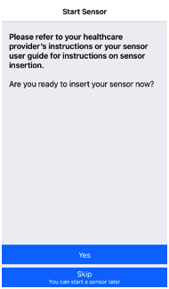 Start sensor screen