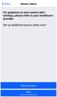 Sensor Alerts screen