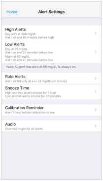 Alert Settings screen