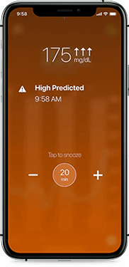 High glucose alert screen for Guardian Connect