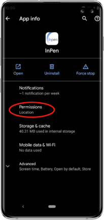 phone app information screen