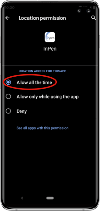 location permissions​screen