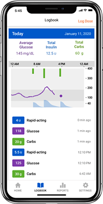 Logbook screen InPen app