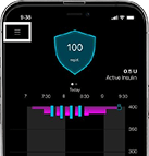 Phone screen Menu icon highlighted on MiniMed Mobile app