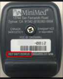 MiniMed remote controller MMT-500 back