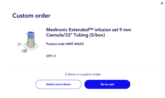 Go to cart pop-up screen
