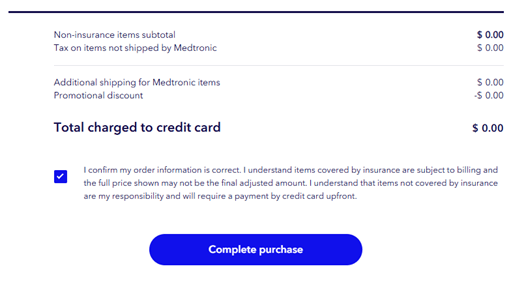 Complete purchase screen