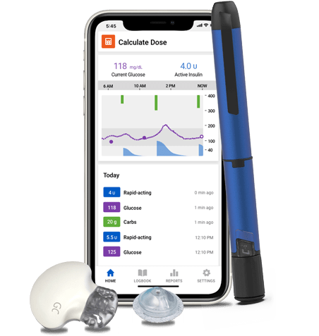 Image of Guardian™ Connect system, i-Port Advance™
injection port and InPen™ smart insulin pen