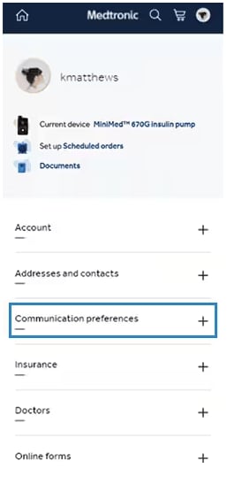 update your communication preferences screen