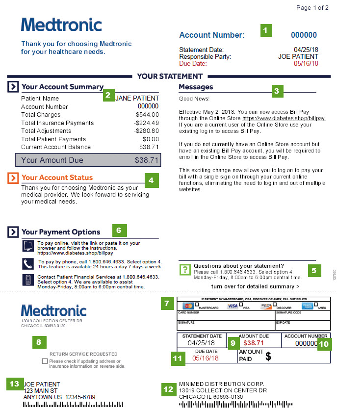 Sample bill statement page 1