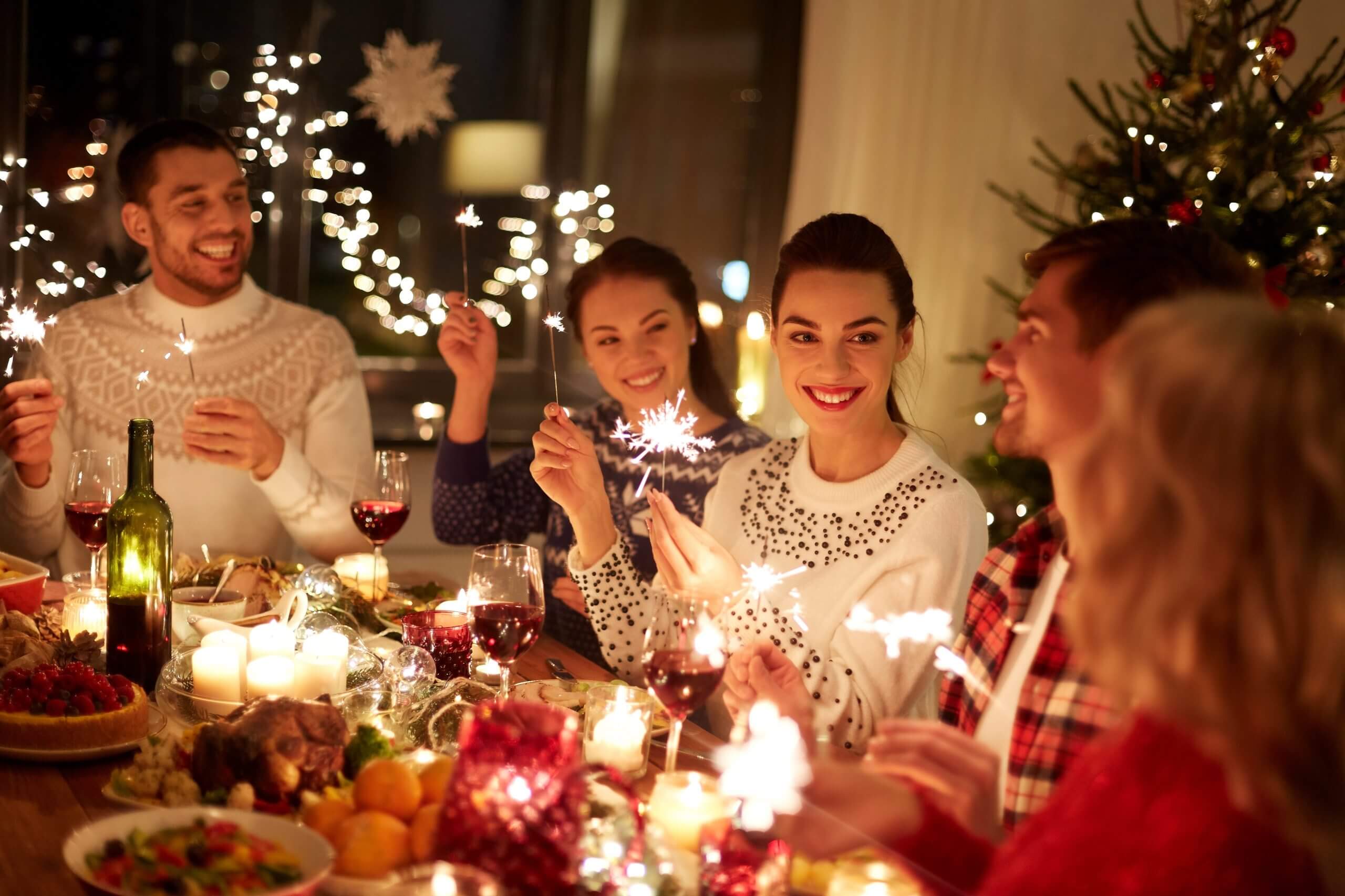 People celebrating the holidays together