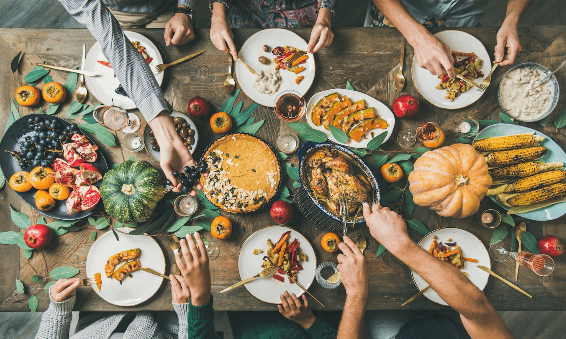 Thanksgiving meal on a table