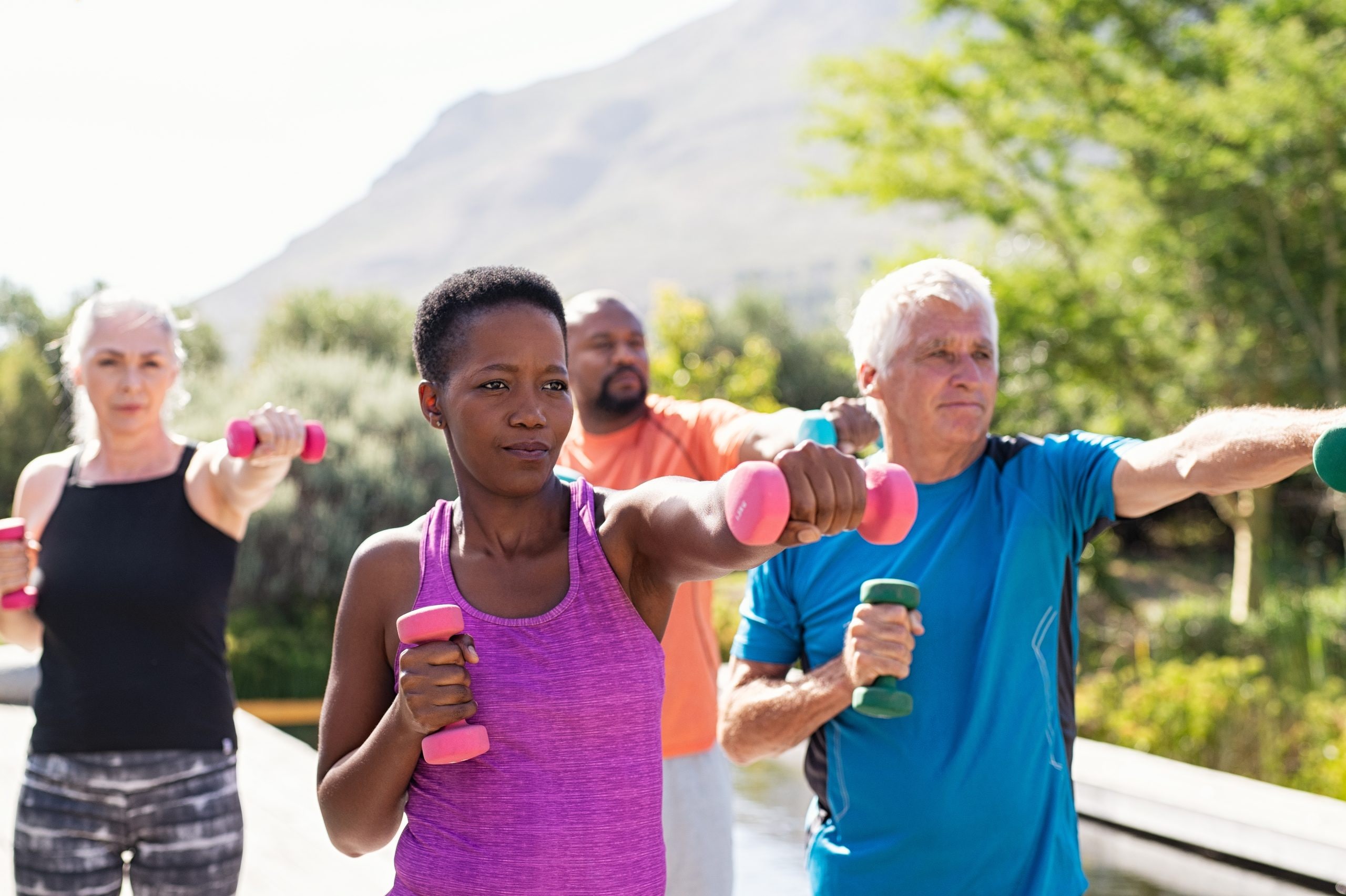 People exercising