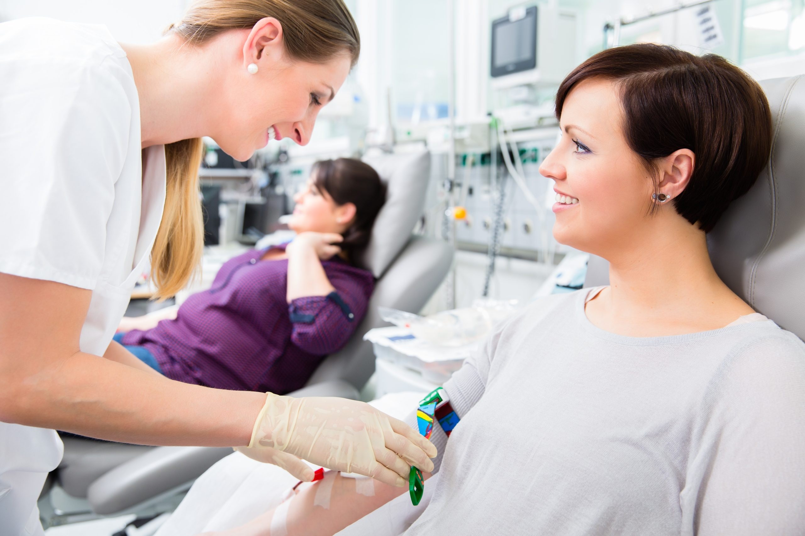 Woman donating blood