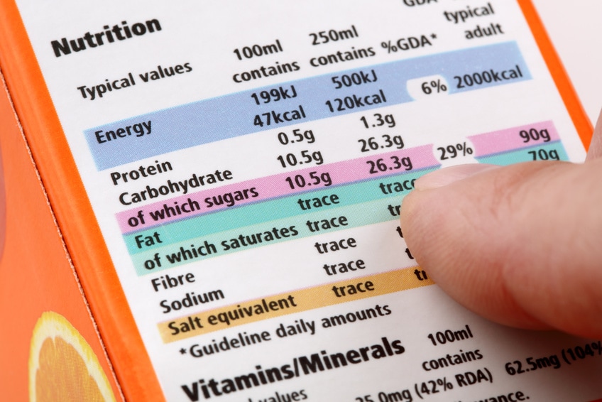 Nutrition label